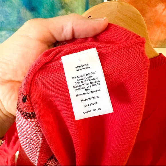 Talbots Womens Red Boston Terrier Intarsia Sweater - Picture 3 of 6